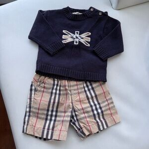 Burberry Baby kid set top jumper long sleeves + shorts 3/6 months beige